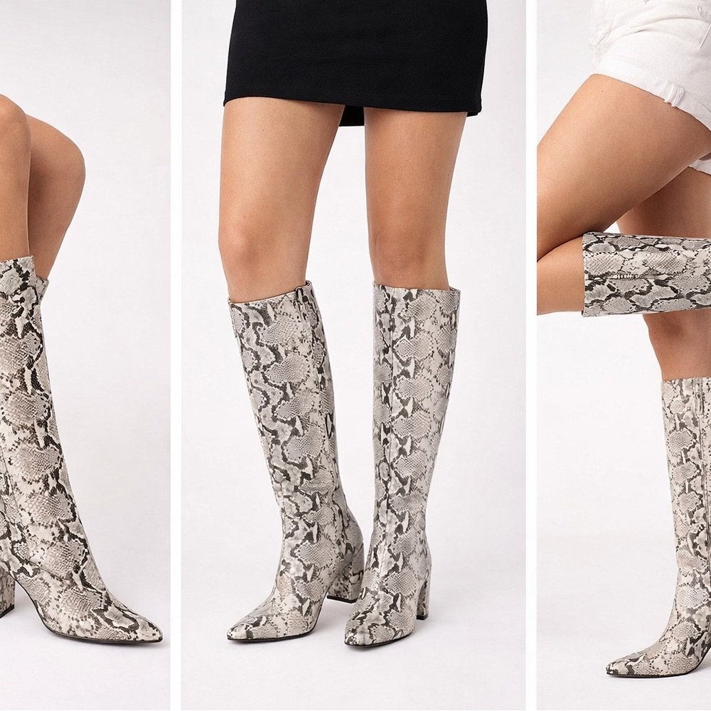 New Women's Snake Print Knee-High Boots from Amazon